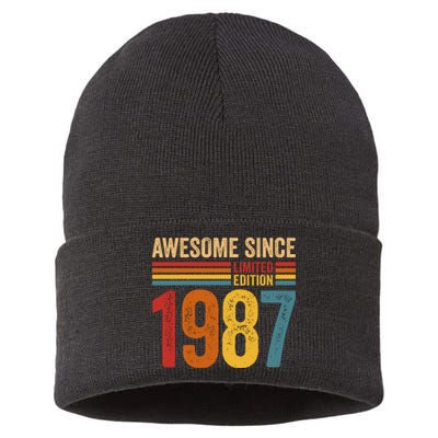 Retro Vintage Awesome Since 1987 Limited Edition Sustainable Knit Beanie