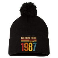 Retro Vintage Awesome Since 1987 Limited Edition Pom Pom 12in Knit Beanie