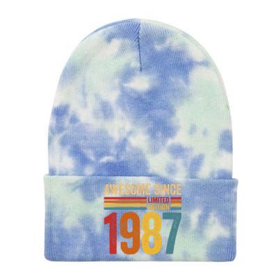 Retro Vintage Awesome Since 1987 Limited Edition Tie Dye 12in Knit Beanie