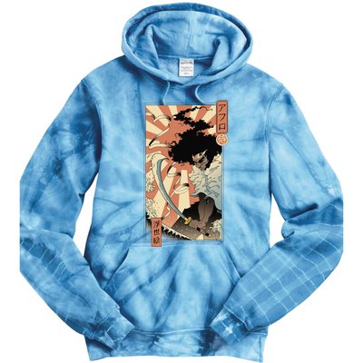 Retro Vintage Afro UkiyoE Afro Anime Samurai Japanese Art Tie Dye Hoodie