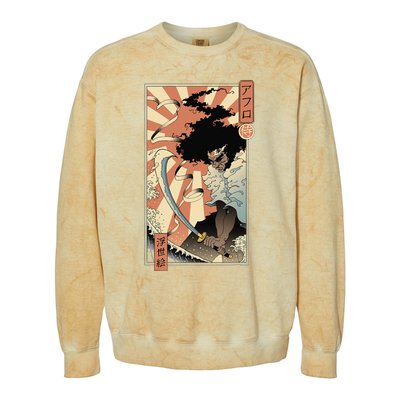 Retro Vintage Afro UkiyoE Afro Anime Samurai Japanese Art Colorblast Crewneck Sweatshirt