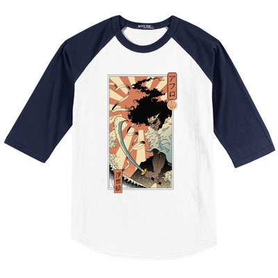 Retro Vintage Afro UkiyoE Afro Anime Samurai Japanese Art Baseball Sleeve Shirt