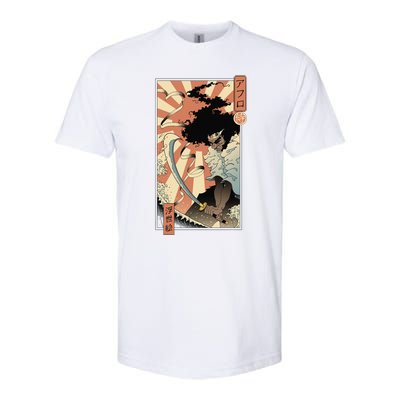 Retro Vintage Afro UkiyoE Afro Anime Samurai Japanese Art Softstyle CVC T-Shirt