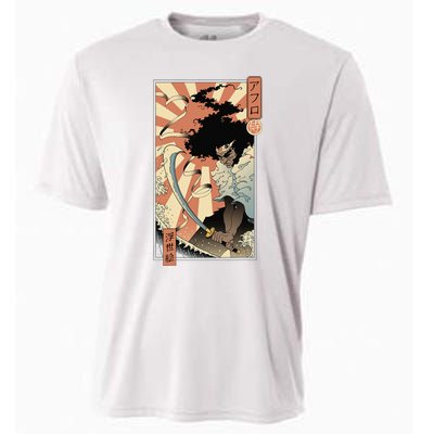 Retro Vintage Afro UkiyoE Afro Anime Samurai Japanese Art Cooling Performance Crew T-Shirt