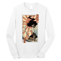 Retro Vintage Afro UkiyoE Afro Anime Samurai Japanese Art Long Sleeve Shirt