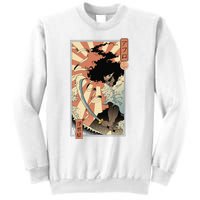 Retro Vintage Afro UkiyoE Afro Anime Samurai Japanese Art Sweatshirt