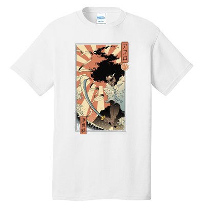 Retro Vintage Afro UkiyoE Afro Anime Samurai Japanese Art Tall T-Shirt