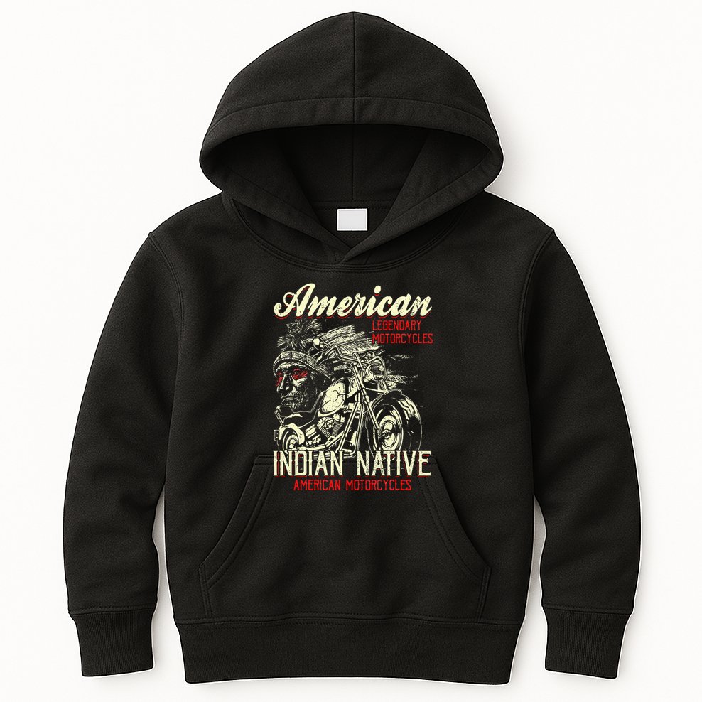 Retro Vintage American For Old Biker Kids Hoodie