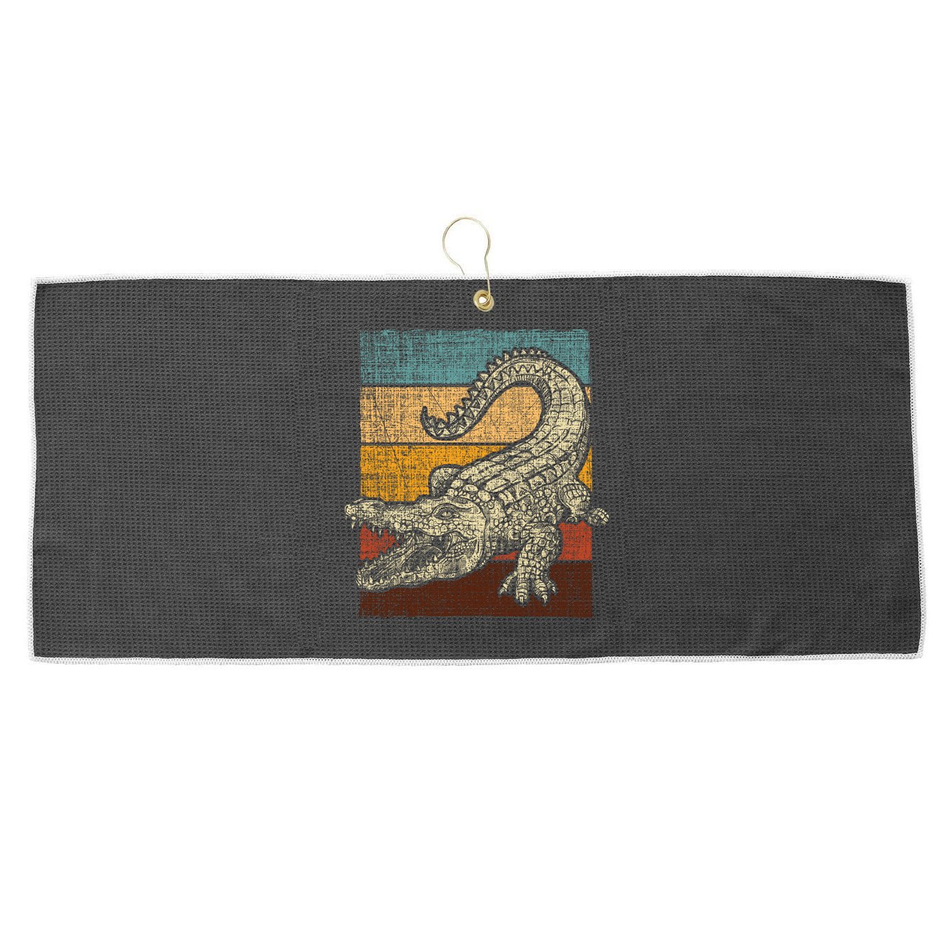 Retro Vintage Alligator Gator Crocodile Zoo Animal Lover Gift Large Microfiber Waffle Golf Towel