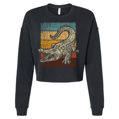 Retro Vintage Alligator Gator Crocodile Zoo Animal Lover Gift Cropped Pullover Crew