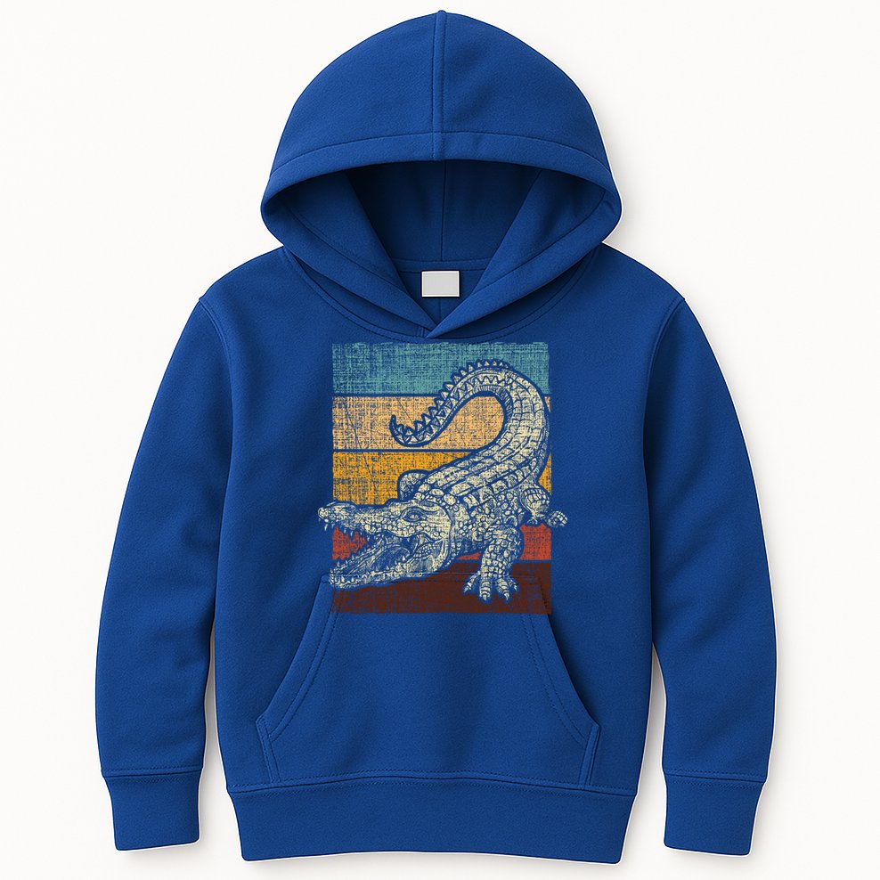 Retro Vintage Alligator Gator Crocodile Zoo Animal Lover Gift Kids Hoodie