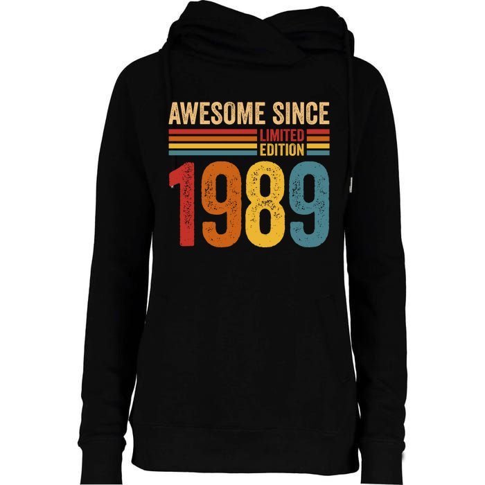 Retro Vintage Awesome Since 1989 Limited Edition Womens Funnel Neck Pullover Hood