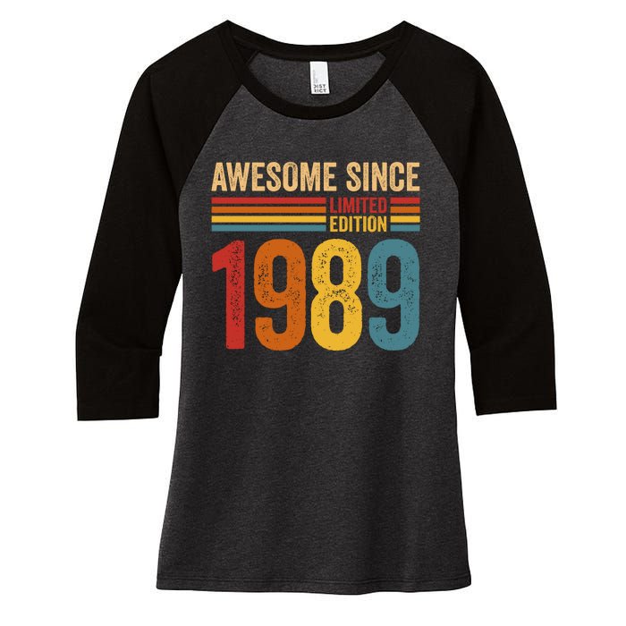 Retro Vintage Awesome Since 1989 Limited Edition Women's Tri-Blend 3/4-Sleeve Raglan Shirt