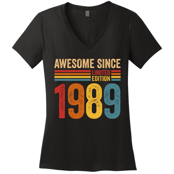 Retro Vintage Awesome Since 1989 Limited Edition Women's V-Neck T-Shirt