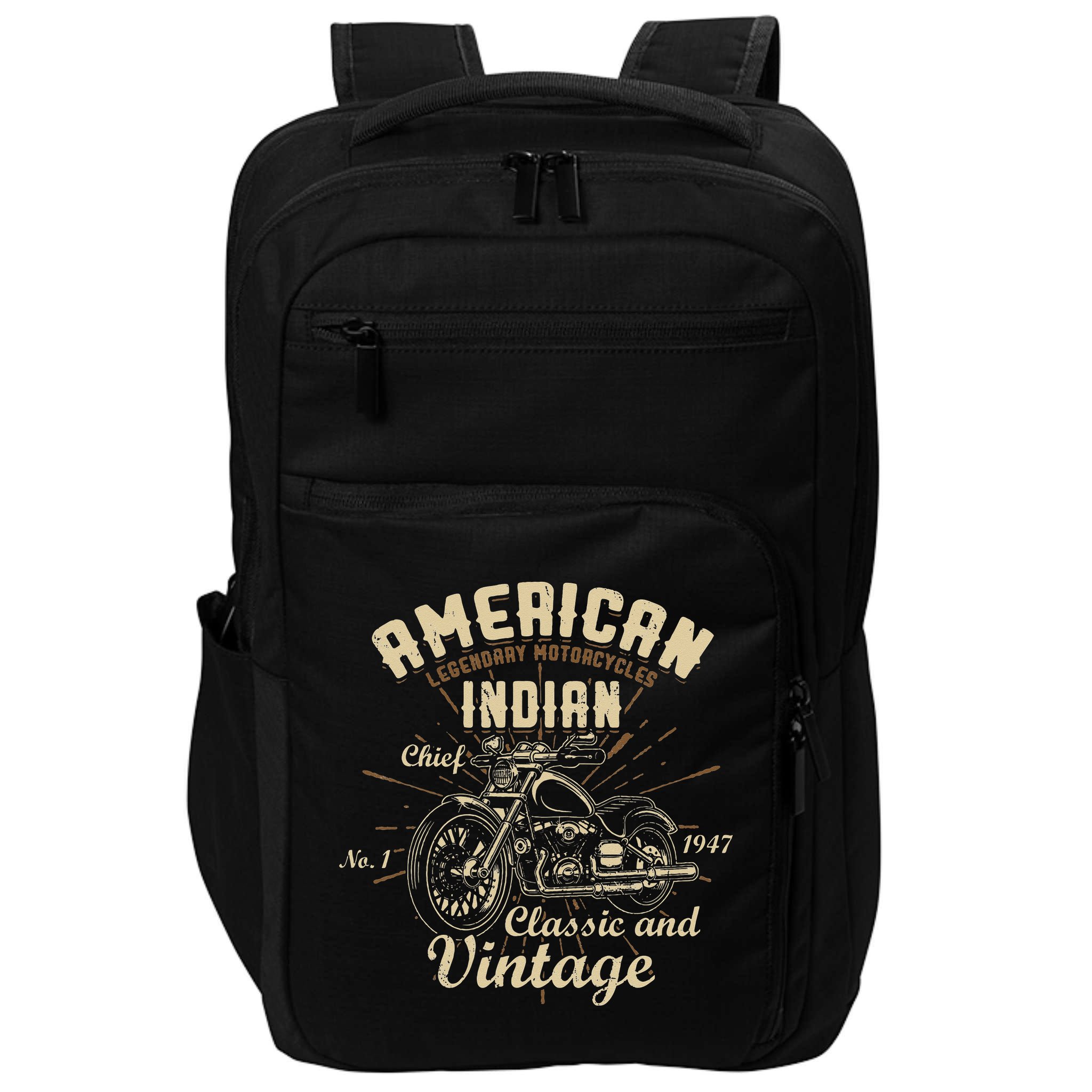 Retro Vintage American Motorcycle Indian for Old Biker Impact Tech Backpack