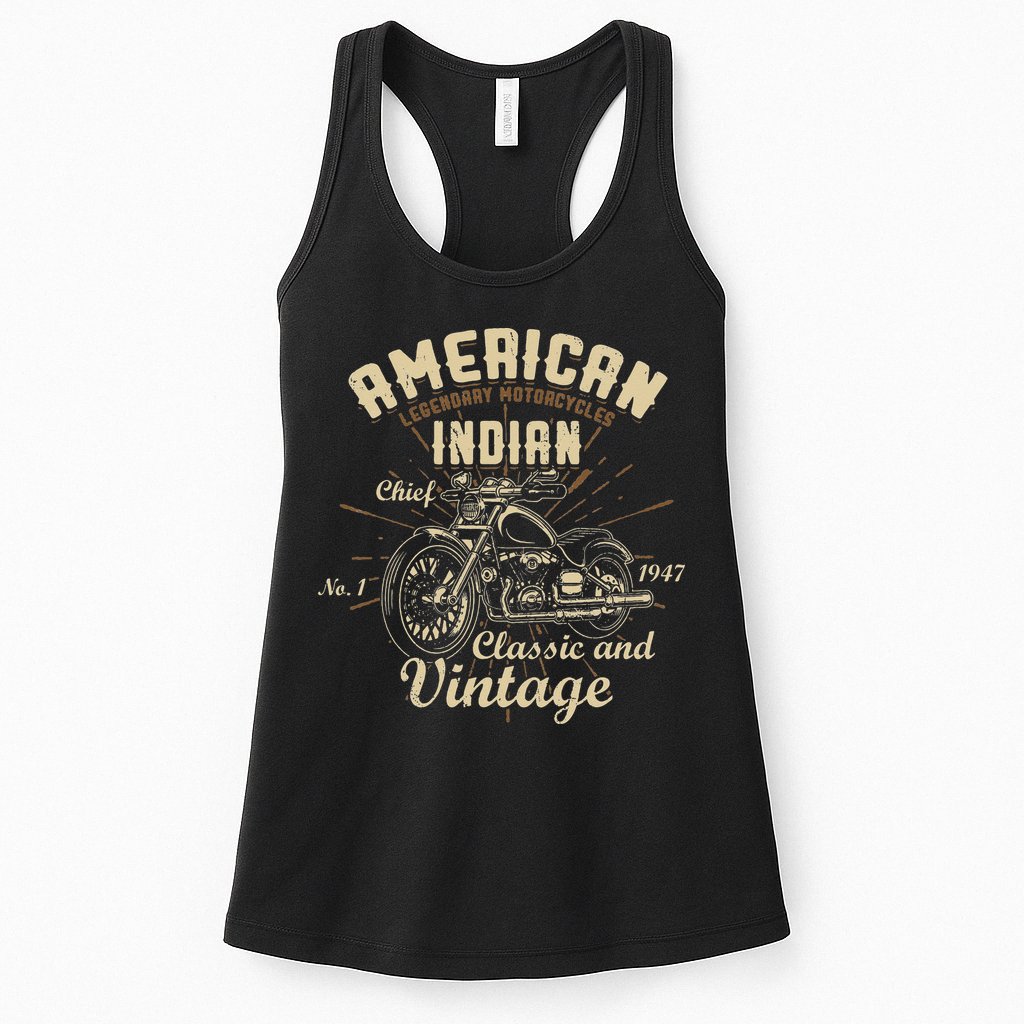 Retro Vintage American Motorcycle Indian for Old Biker Womens Tank Top