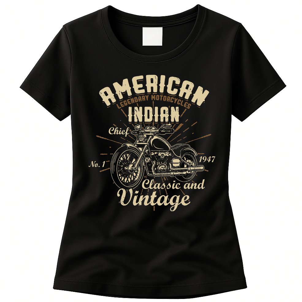 Retro Vintage American Motorcycle Indian for Old Biker Womens T-Shirt