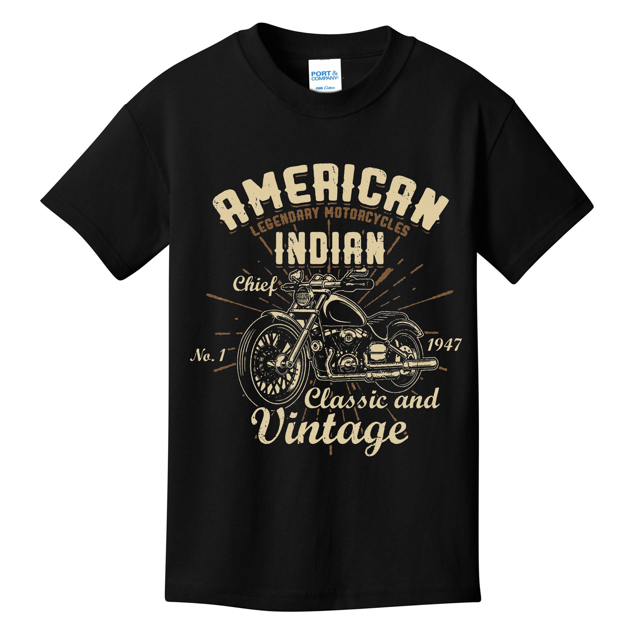 Retro Vintage American Motorcycle Indian for Old Biker Kids T-Shirt