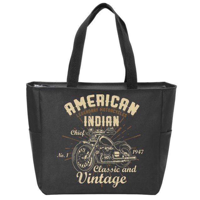 Retro Vintage American Motorcycle Indian for Old Biker Zip Tote Bag