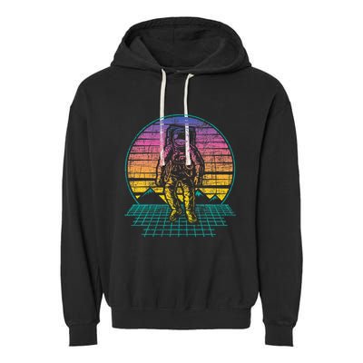 Retro Vintage Astronaut Spaceman Universe Planets Galaxy Garment-Dyed Fleece Hoodie