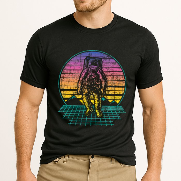 Retro Vintage Astronaut Spaceman Universe Planets Galaxy Performance Shirt