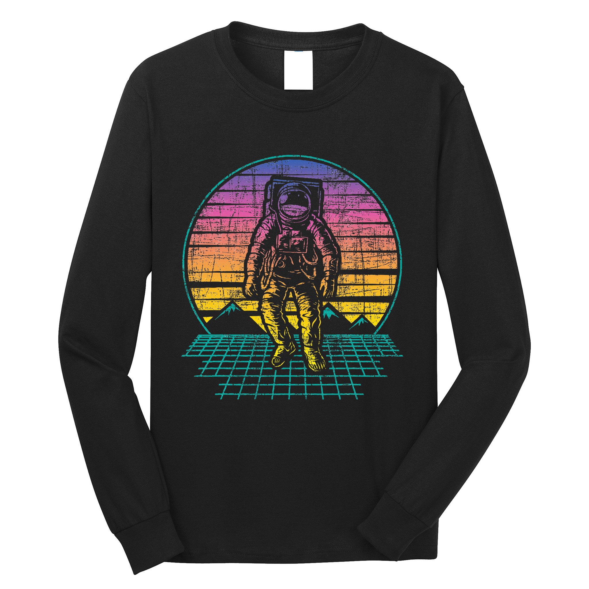 Retro Vintage Astronaut Spaceman Universe Planets Galaxy Long Sleeve Shirt
