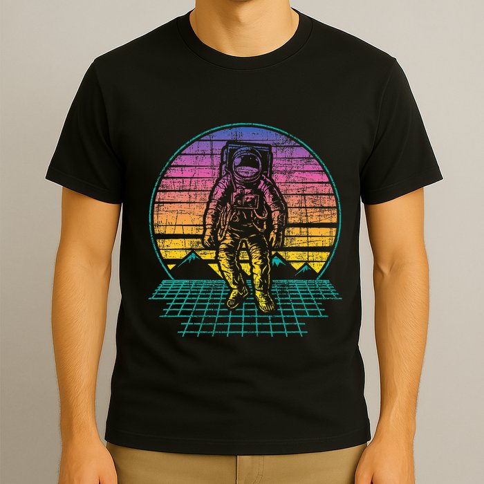 Retro Vintage Astronaut Spaceman Universe Planets Galaxy T-Shirt