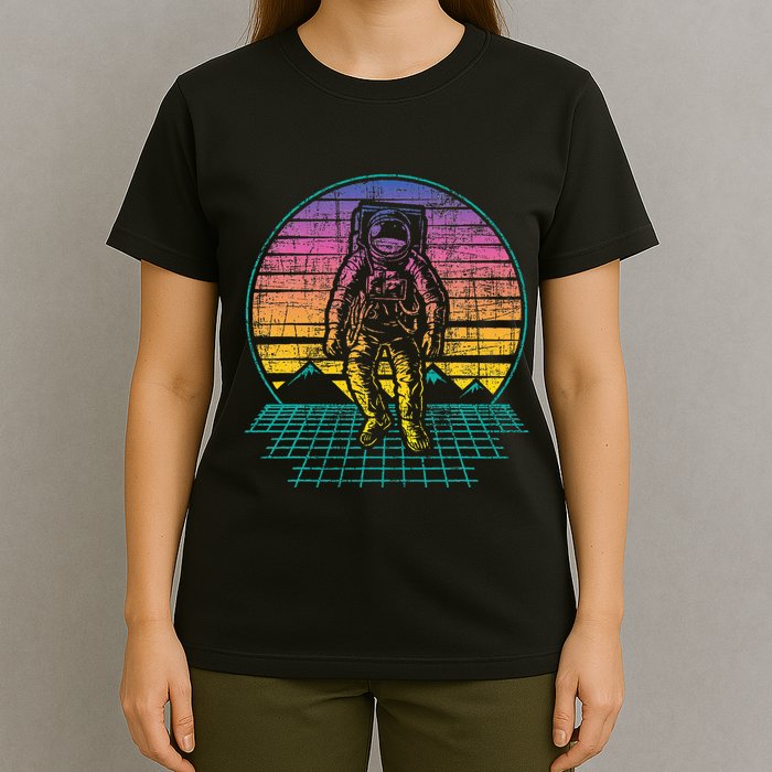 Retro Vintage Astronaut Spaceman Universe Planets Galaxy T-Shirt