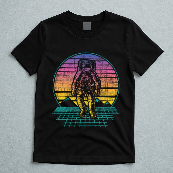 Retro Vintage Astronaut Spaceman Universe Planets Galaxy T-Shirt