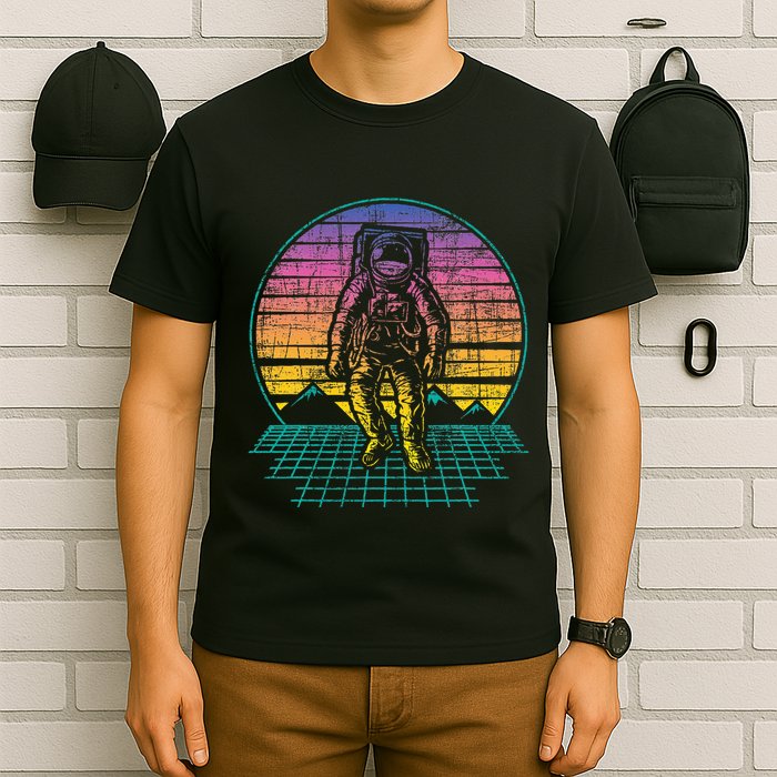 Retro Vintage Astronaut Spaceman Universe Planets Galaxy T-Shirt