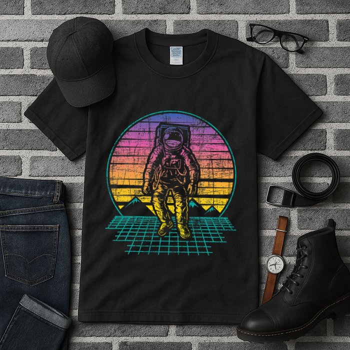 Retro Vintage Astronaut Spaceman Universe Planets Galaxy Tall T-Shirt