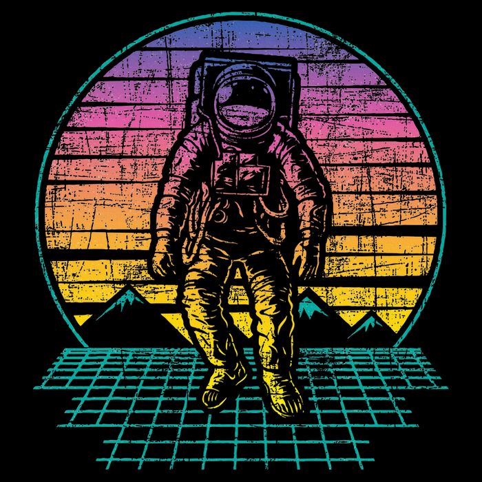 Retro Vintage Astronaut Spaceman Universe Planets Galaxy 7-Panel Snapback Hat
