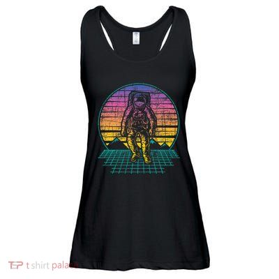 Retro Vintage Astronaut Spaceman Universe Planets Galaxy Ladies Essential Flowy Tank
