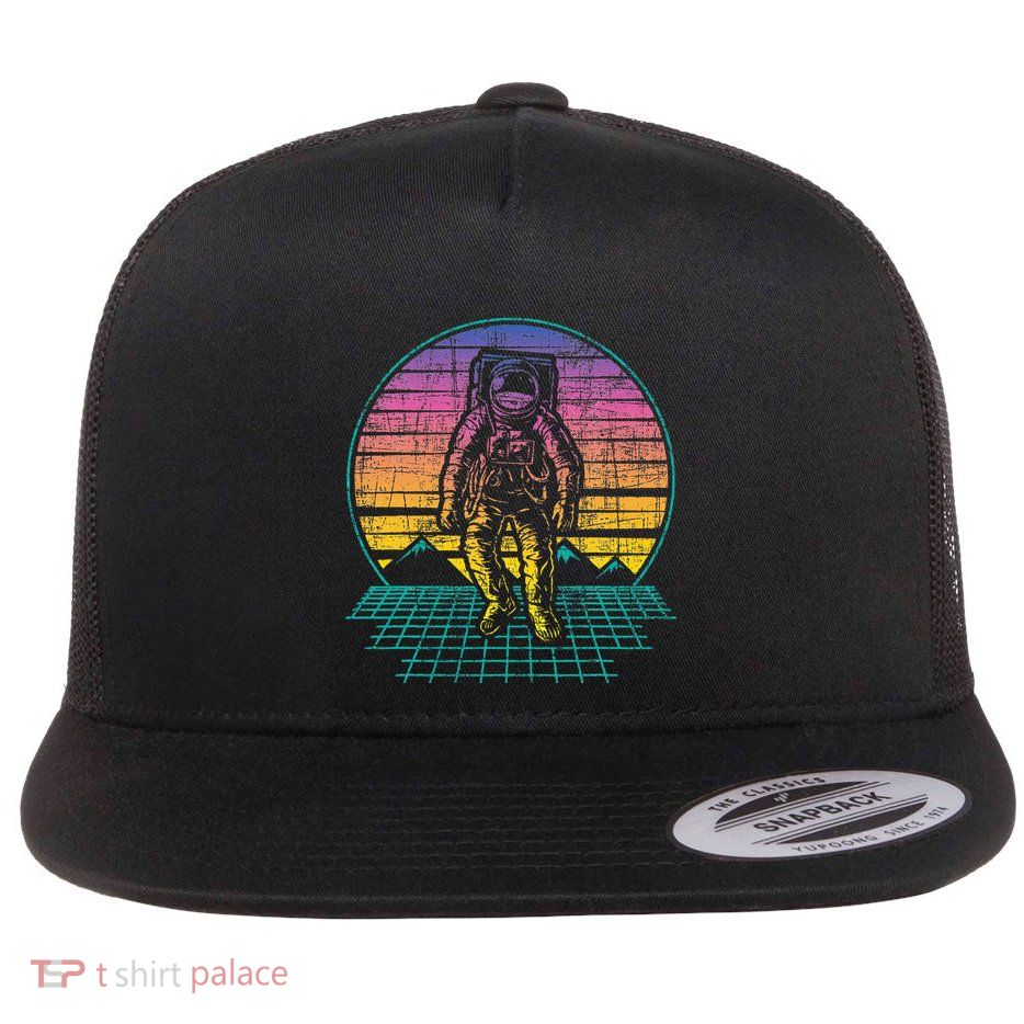 Retro Vintage Astronaut Spaceman Universe Planets Galaxy Flatbill Hat