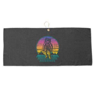 Retro Vintage Astronaut Spaceman Universe Planets Galaxy Large Microfiber Waffle Golf Towel