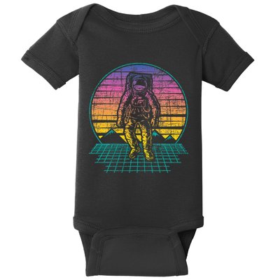Retro Vintage Astronaut Spaceman Universe Planets Galaxy Baby Bodysuit