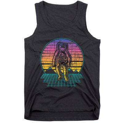 Retro Vintage Astronaut Spaceman Universe Planets Galaxy Tank Top