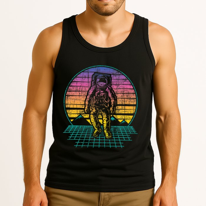 Retro Vintage Astronaut Spaceman Universe Planets Galaxy Tank Top