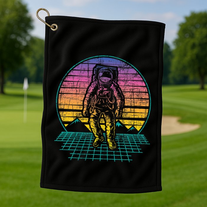 Retro Vintage Astronaut Spaceman Universe Planets Galaxy Golf Towel