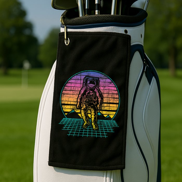 Retro Vintage Astronaut Spaceman Universe Planets Galaxy Golf Towel