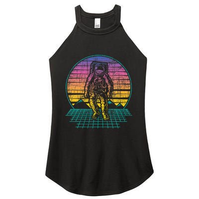 Retro Vintage Astronaut Spaceman Universe Planets Galaxy Women's Perfect Tri Rocker Tank