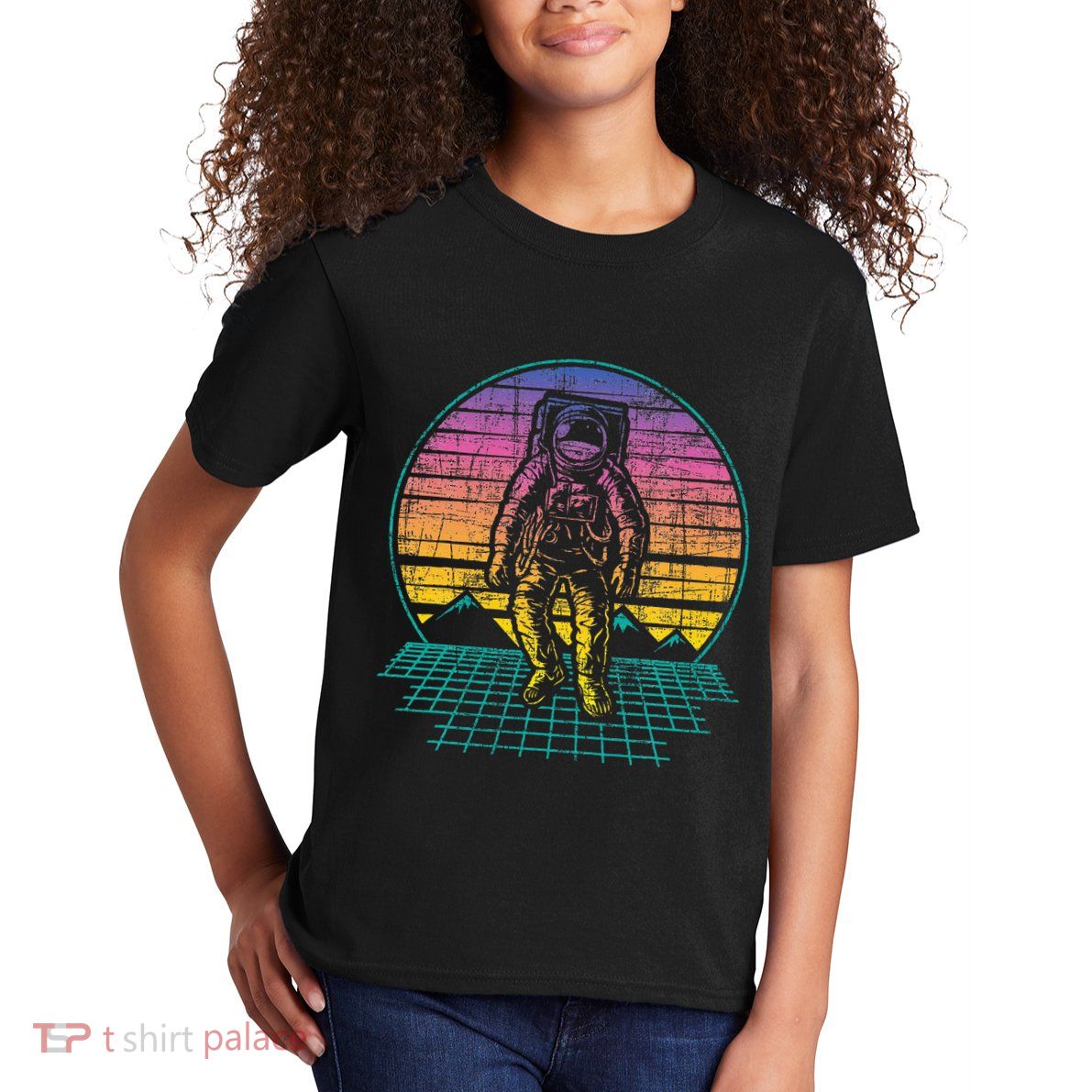 Retro Vintage Astronaut Spaceman Universe Planets Galaxy Kids T-Shirt