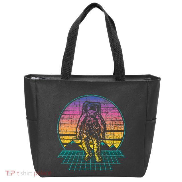 Retro Vintage Astronaut Spaceman Universe Planets Galaxy Zip Tote Bag