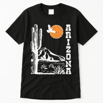 Retro Vintage Arizona Mountain Sedona Desert Sun And Cactus Tall T-Shirt