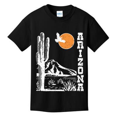 Retro Vintage Arizona Mountain Sedona Desert Sun And Cactus Kids T-Shirt