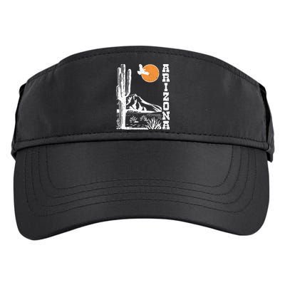Retro Vintage Arizona Mountain Sedona Desert Sun And Cactus Adult Drive Performance Visor
