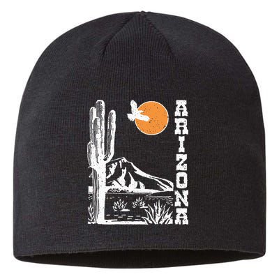 Retro Vintage Arizona Mountain Sedona Desert Sun And Cactus Sustainable Beanie