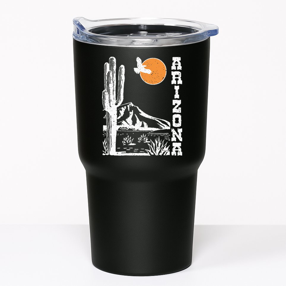Retro Vintage Arizona Mountain Sedona Desert Sun And Cactus Tumbler