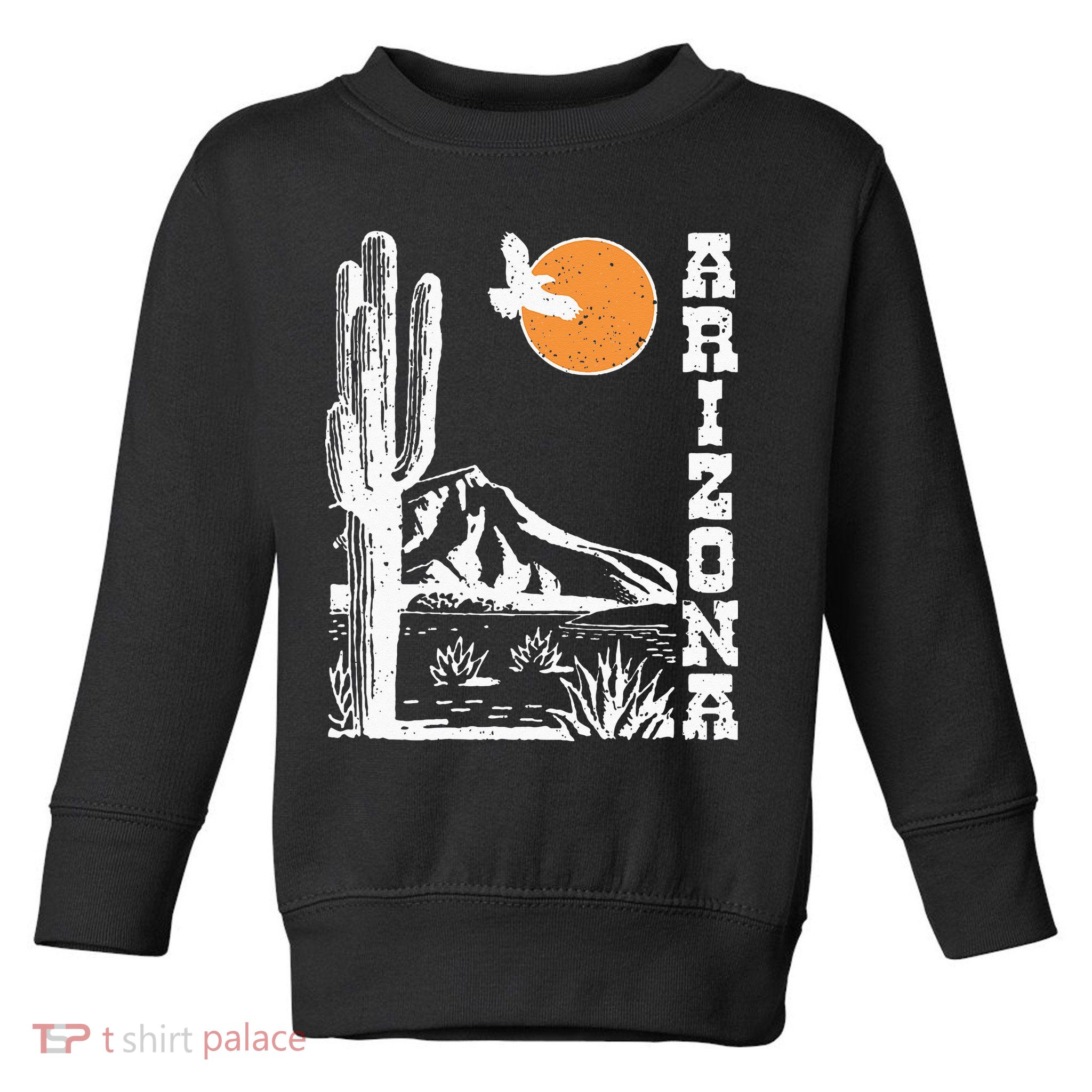 Retro Vintage Arizona Mountain Sedona Desert Sun And Cactus Toddler Sweatshirt