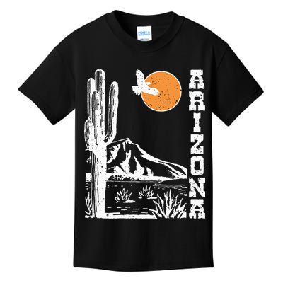 Retro Vintage Arizona Mountain Sedona Desert Sun And Cactus Kids T-Shirt